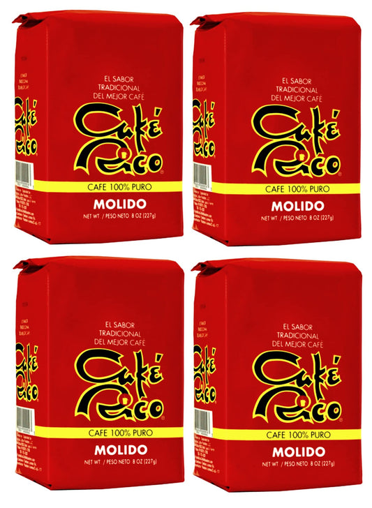 Cafe Rico Ground Regular Puerto Rican Coffee, 8 Ounce Bag (Pack of 4)