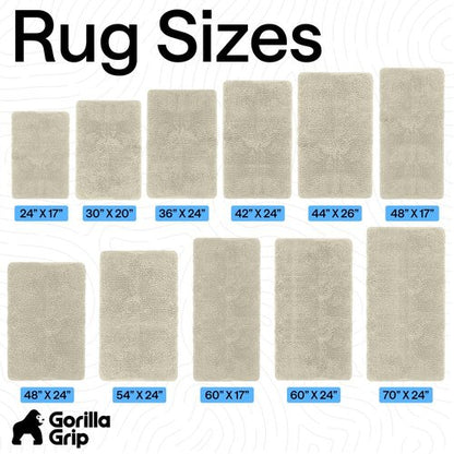 GORILLA GRIP Bath Rug Mat 48x24, Thick Absorbent Chenille, Quick Dry Microfiber Mats, Rubber Backing Washable Shower Floor Rugs, Bathmat Runner, US Designed Bathroom Home Decor Accessories Dusty Cloud