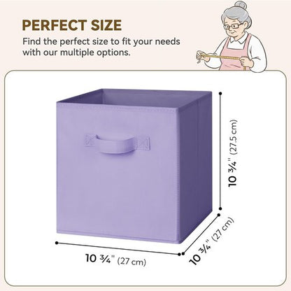 Granny Says Cube Storage Bins - 11-Inch Fabric Organizers in Lavender Purple | 8-Pack Collapsible Design