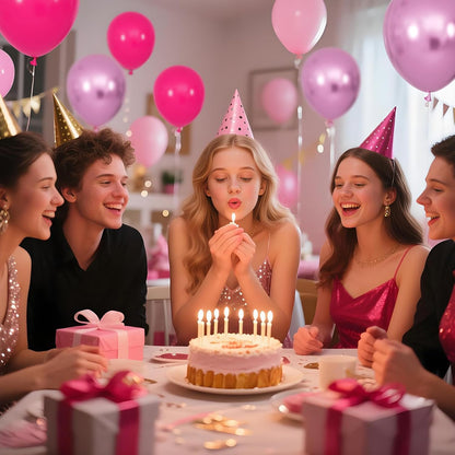 Skiennix 12-Inch Pink Balloons - Hot Metallic & Light Pink for Birthday, Wedding & Baby Shower Decor