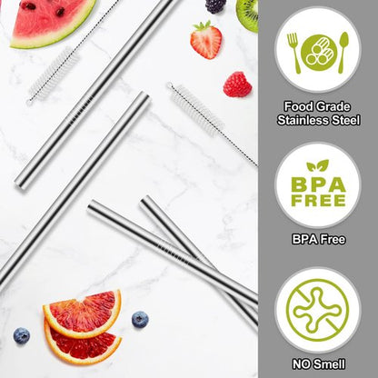 XZESH 6Pcs Metal Straw Replacement Compatible With Owala FreeSip Sway 40oz Water Bottle, With 2 Straw Cleaner, Reusable Stainless Steel Straws for Owala