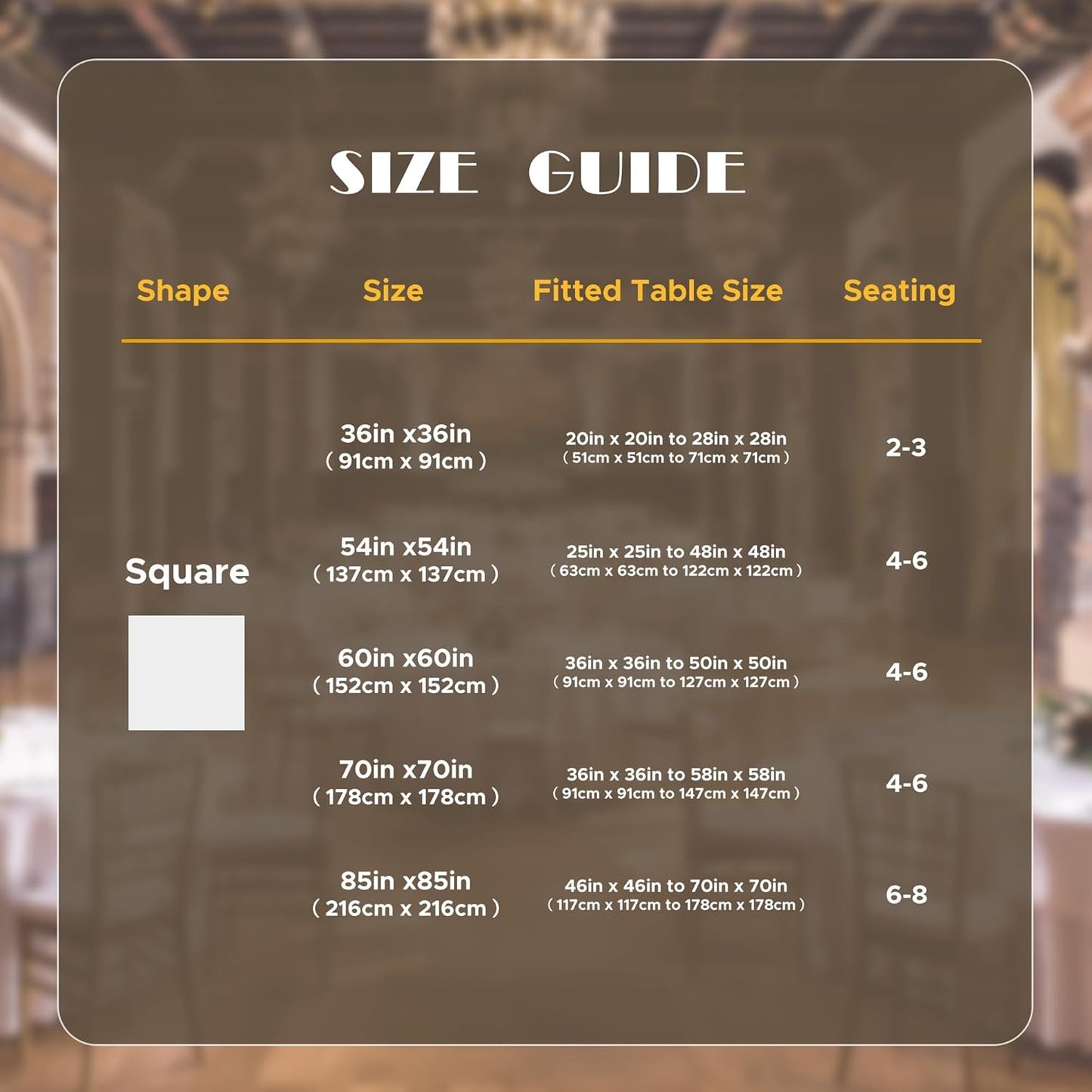 Sancua Small Square Tablecloth - 36x36 Inch Beige Polyester Cover for Square or Round Tables