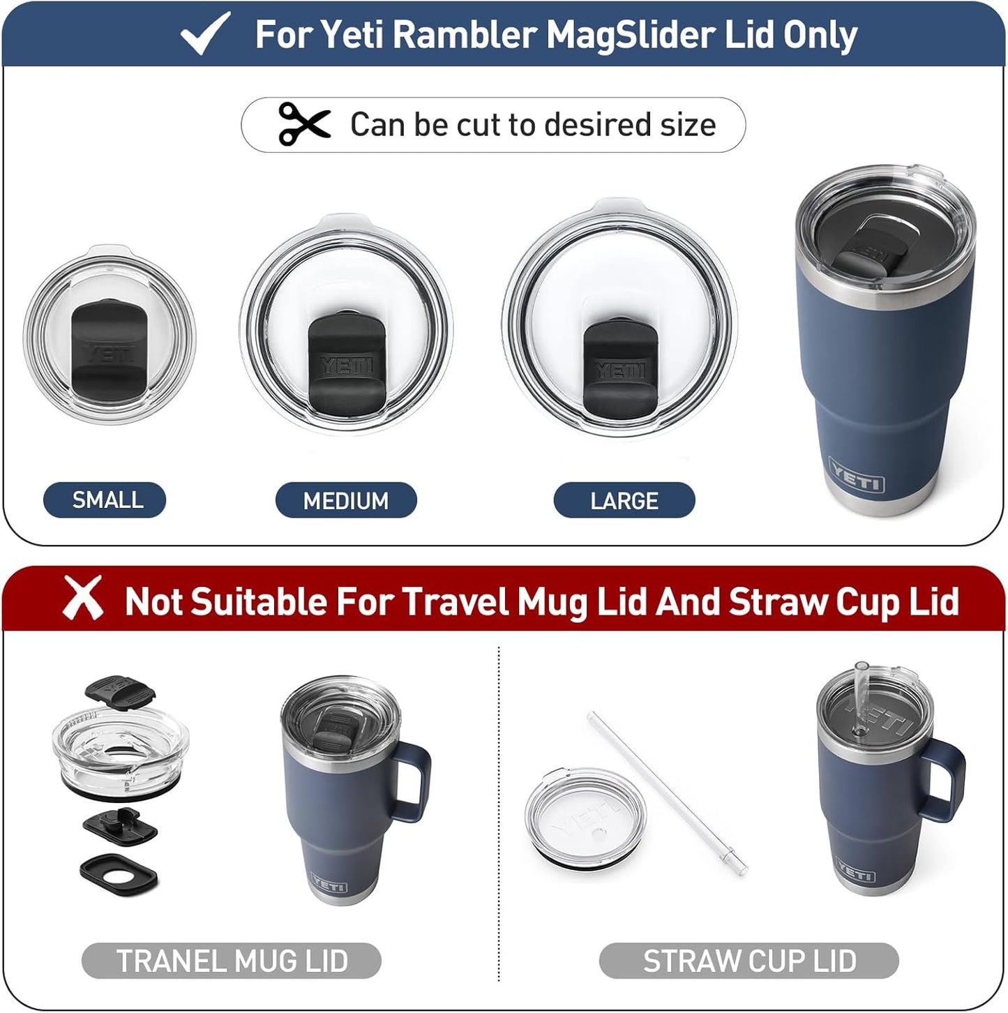 Yeti | Silicone Straws for Rambler Tumblers - 2 Reusable Straws & Cleaning Brush | Navy