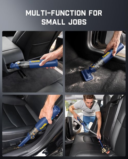 Fanttik Slim V8 APEX Car Vacuum - 4-in-1 Portable Mini Cordless Design with 19000PA Suction Power | Blue