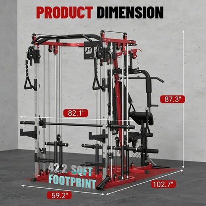 All-In-One Home Gym System - Multi-Function Smith Machine with Cable Crossover | Full Body Workout Trainer
