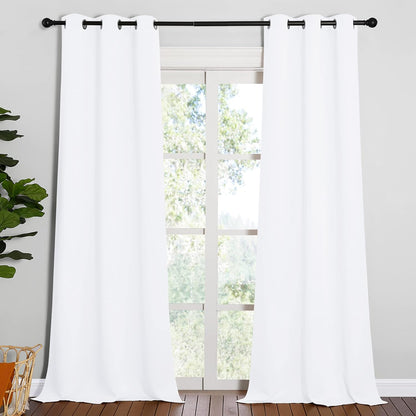 NICETOWN Solid Window Curtain Panels - Grommet Design, Elegant White, 42 x 90 Inches, Set of 2