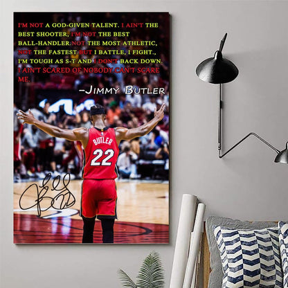 SERECPIA Sports Star Jimmy Butler Signed Inspirational Poster Decorative Painting Canvas Wall Art Living Room Aesthetic Posters For Boys Bedroom Teens Room. Unframe-style, 12x18inch(30x45cm)