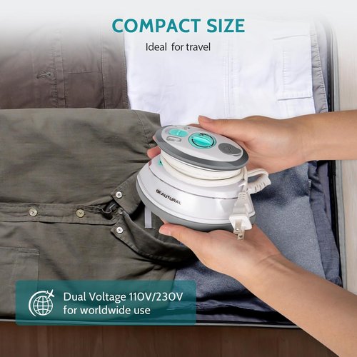 Beautural Mini Travel Steam Iron - Dual Voltage, Non-Stick Soleplate, Anti-Slip Handle | Perfect for Sewing & Quilting