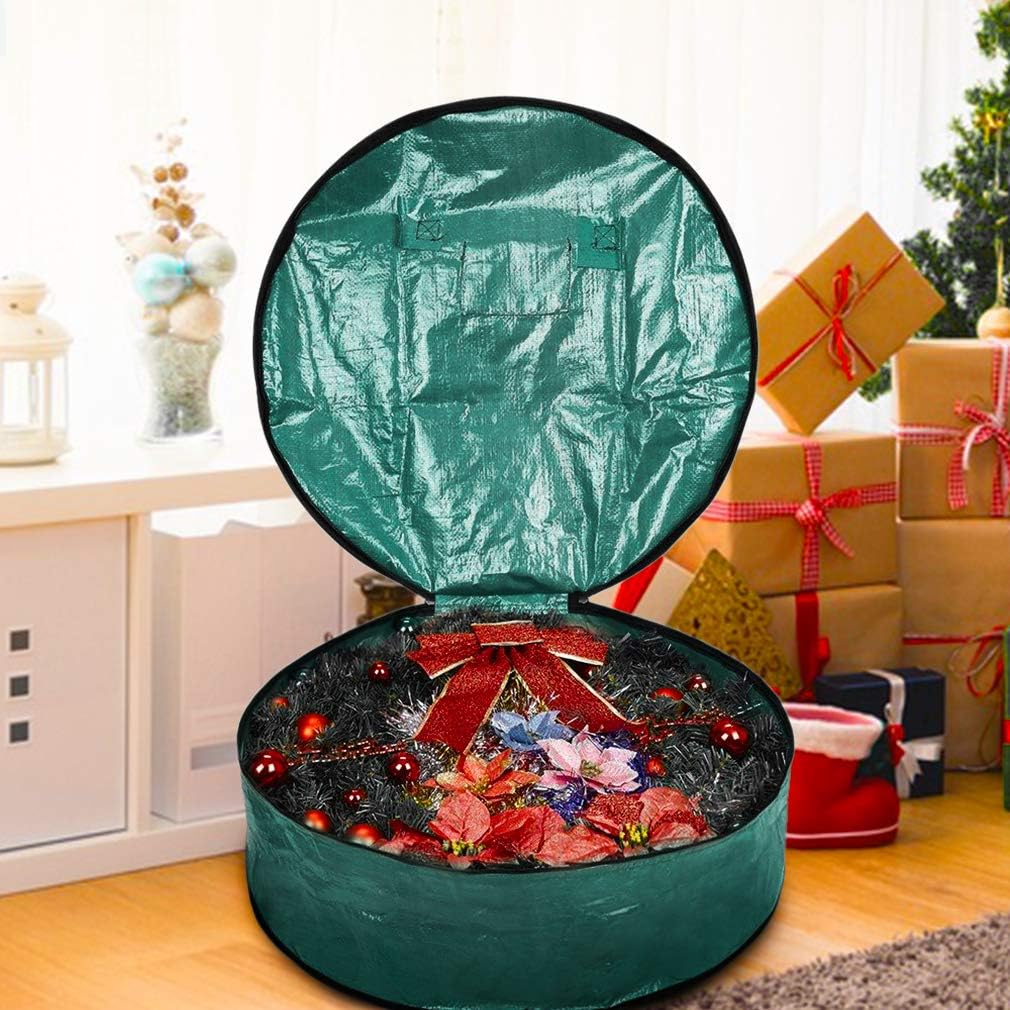 ProPik Christmas Wreath Storage Bag - Heavy-Duty Tear Resistant Container with Handles | 36” x 8” (Green)