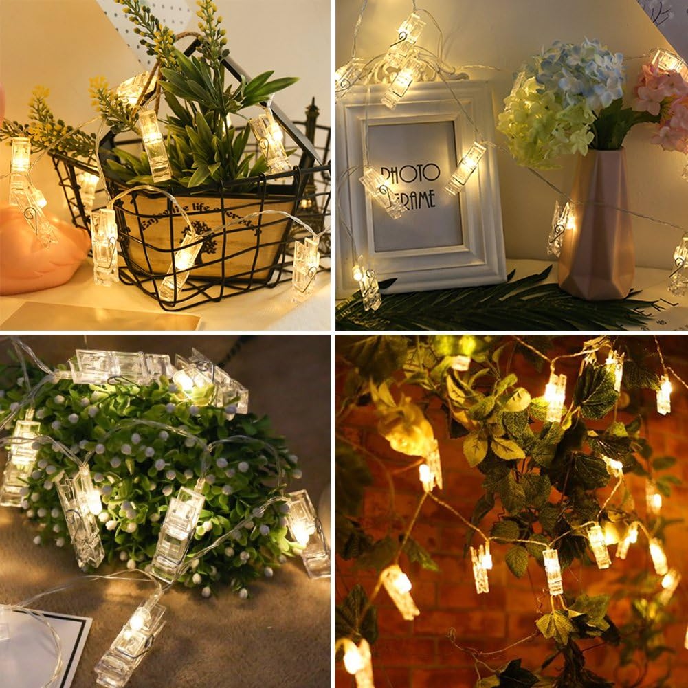 Twinkle Star 10ft Photo Clip String Lights - Battery Operated Fairy Lights for Pictures & Cards | Warm White