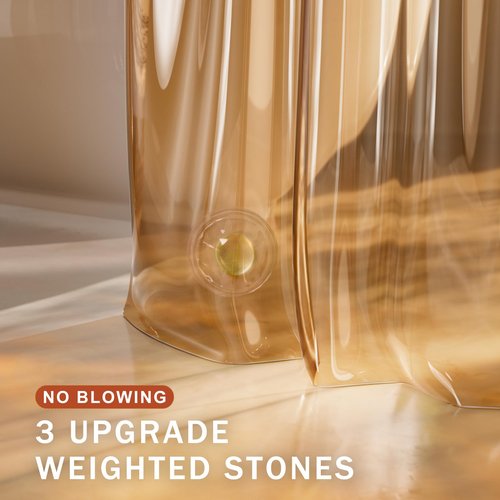 AmazerBath Shower Curtain Liner, EVA Clear Orange-Brown Heavy Duty Shower Curtain and Liner 2-in-1, 72x72 Luxury Plastic Weighted Bathroom Shower Liner, 12 Rustproof Grommets & 3 Heavyweight Stones