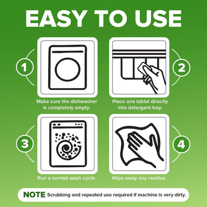Renuv® Dishwasher Cleaner Tablets - Heavy Duty Deodorizer & Descaler for Hard Water Marks | 12 Tabs