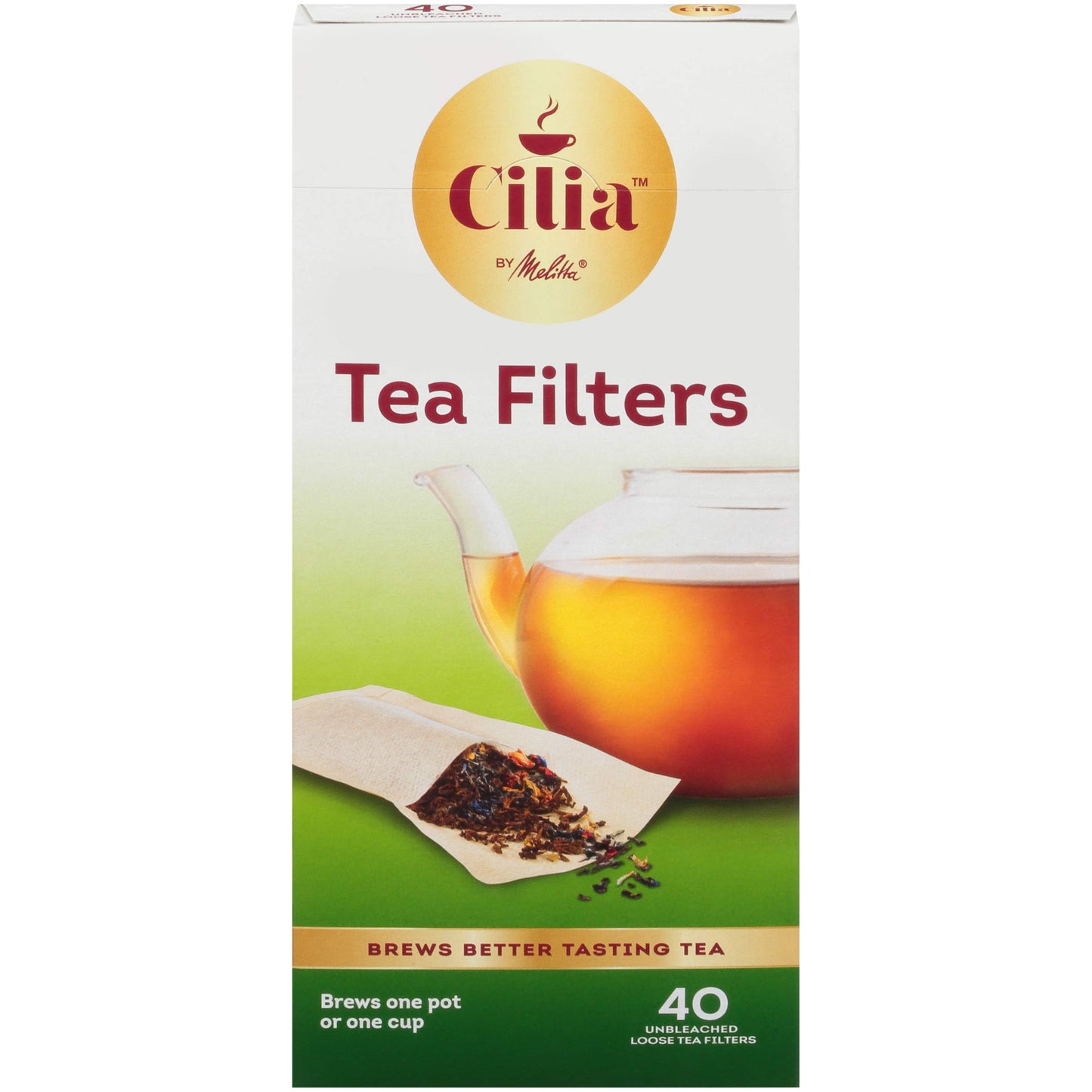 Cilia by Melitta Tea Filters, White, 40 Count (Pack of 6) 240 Total Filters Count