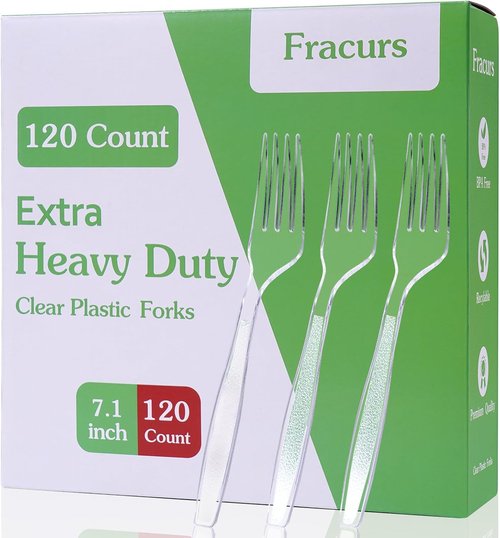 7.1 Extra Heavy-Duty Plastic Forks - 120 Count Premium Disposable, BPA-Free & Heat Resistant for Parties | Catering & Everyday Use