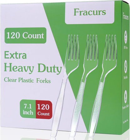 7.1 Extra Heavy-Duty Plastic Forks - 120 Count Premium Disposable, BPA-Free & Heat Resistant for Parties | Catering & Everyday Use