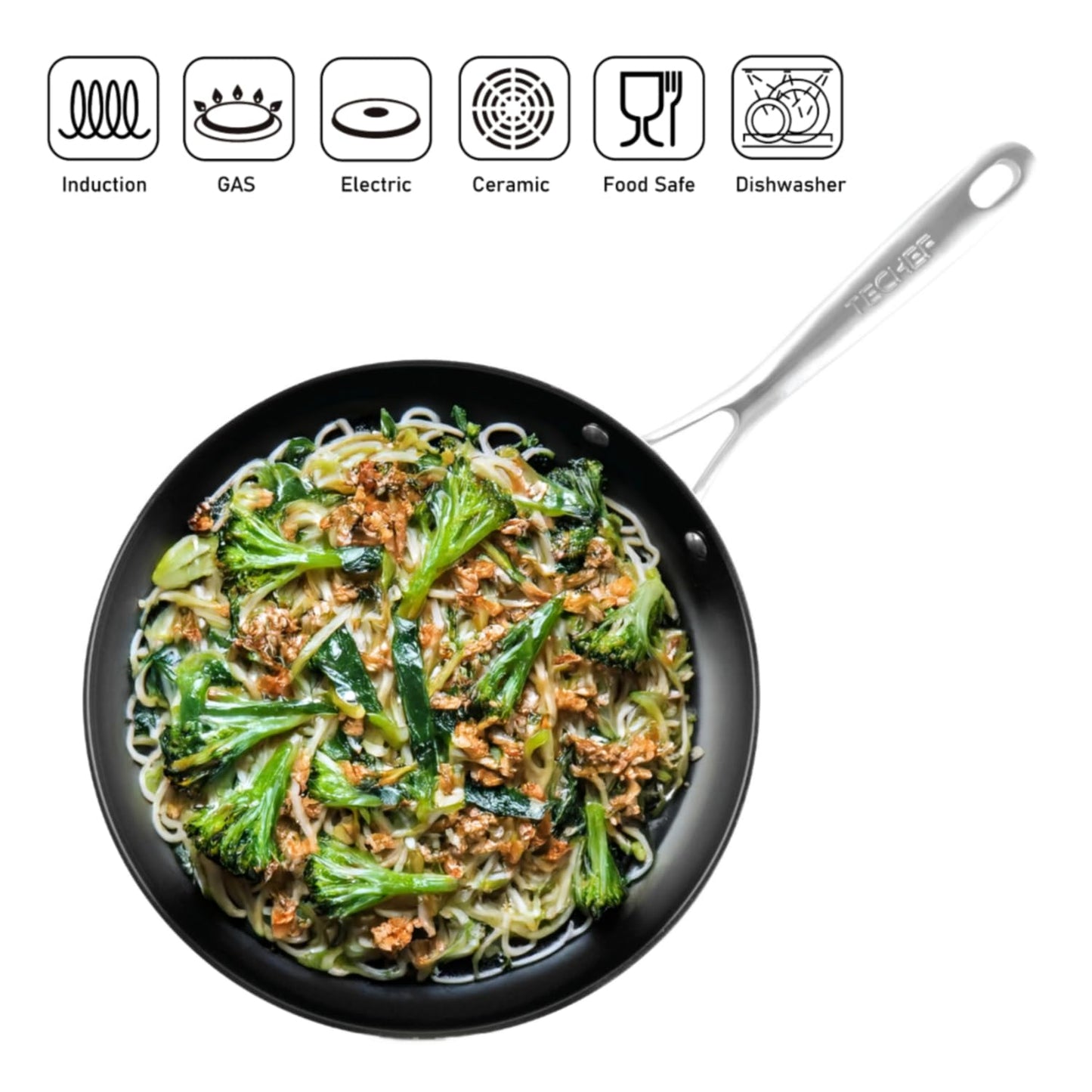 ValenCera TeChef Collection | 12" Ceramic Nonstick Frying Pan Skillet, Nontoxic - Free of PFAS, PFOA, PTFE, Made in Korea (12-in)