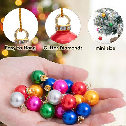 60Pcs Mini Christmas Ball Ornaments Set, 0.6 Inch Glitter Xmas Tree Bulbs in 6 Colors