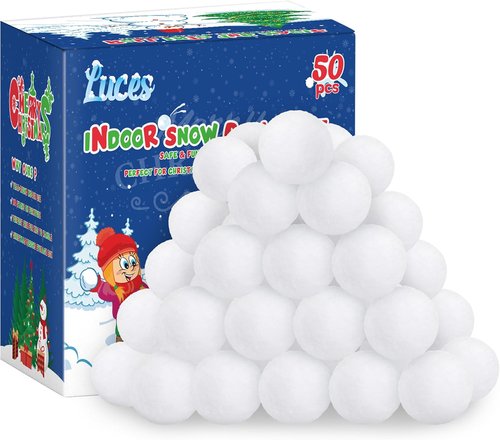 Luces 50 PCS Fake Snow Balls - Soft Plush Indoor & Outdoor Snow Fight Balls for Christmas Decor