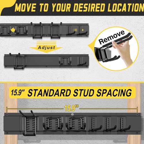 Garage Tool Organizer by [Brand Name] - 64'' Wall-Mounted Adjustable Hanger Rack with 18 Heavy-Duty Hooks