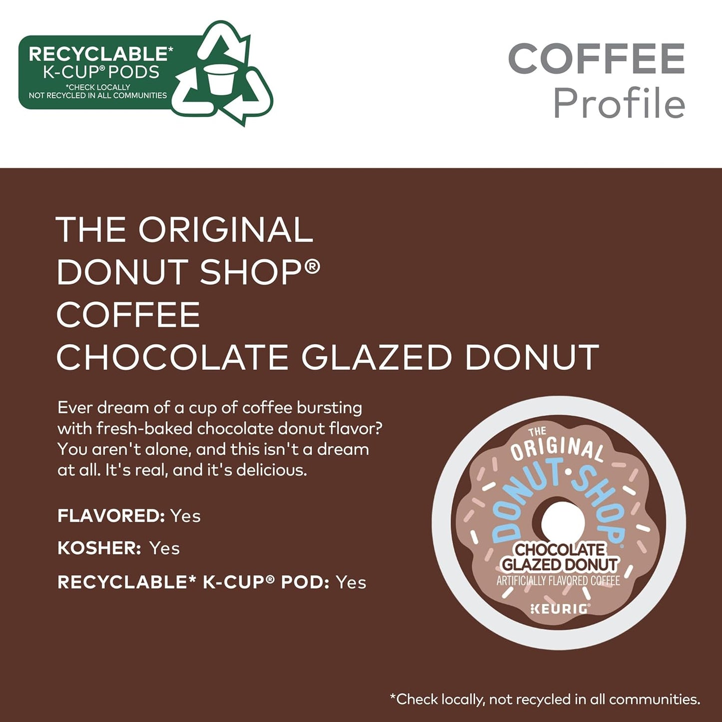 Original Donut Shop Coffee - Chocolate Glazed Donut K-Cup Pods | Medium Roast, 72 Count