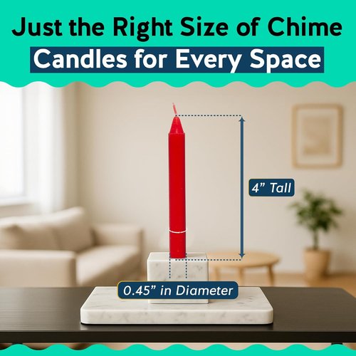 Alternative Imagination Red Chime Candles - 20 Pack Unscented 4-Inch Dripless Mini Taper Candles for Rituals & Home Decor