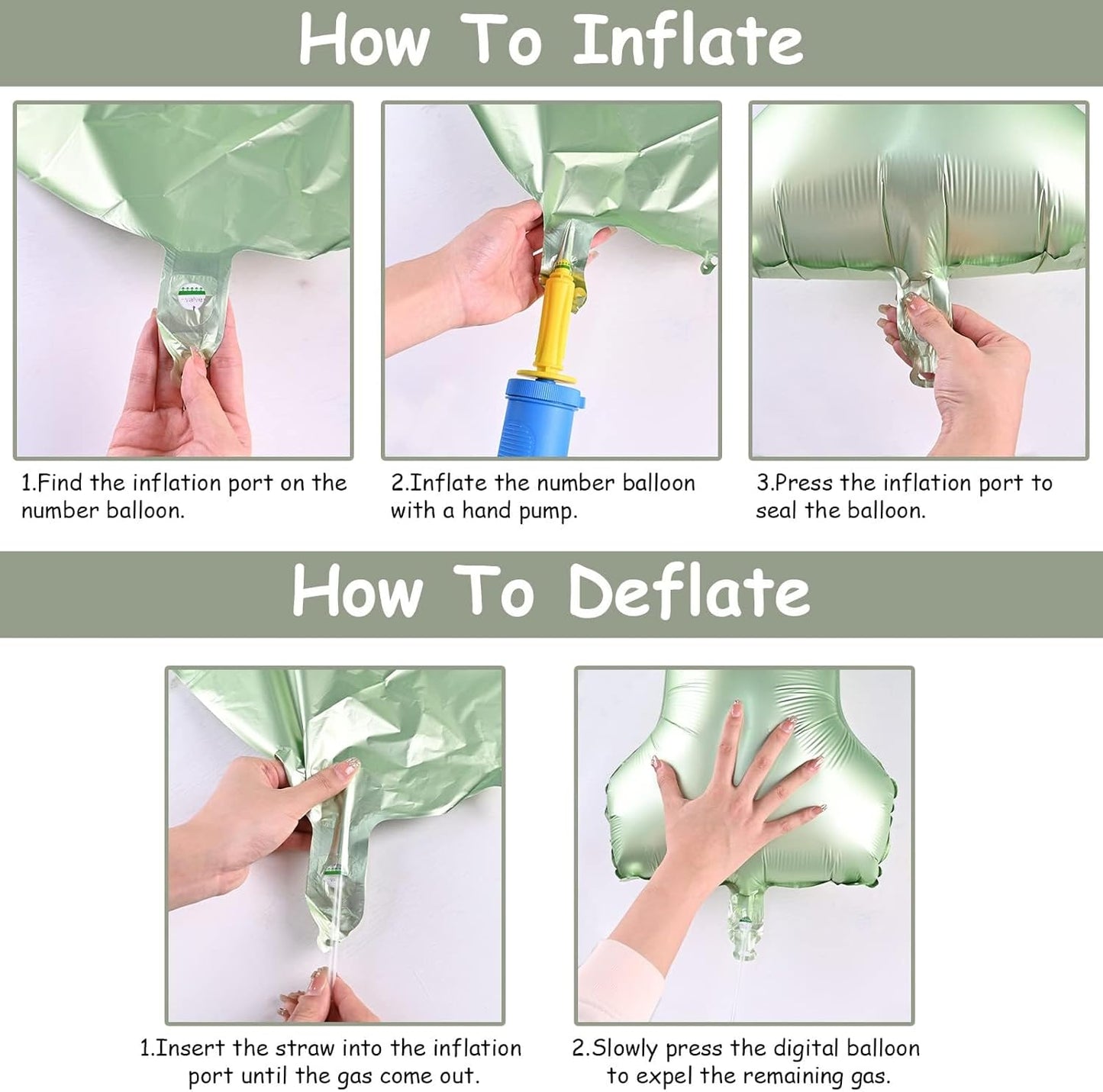 Sage Green 40-Inch Giant Helium Foil Balloons | Self-Inflating Number 0-9 for Birthday & Party Decor