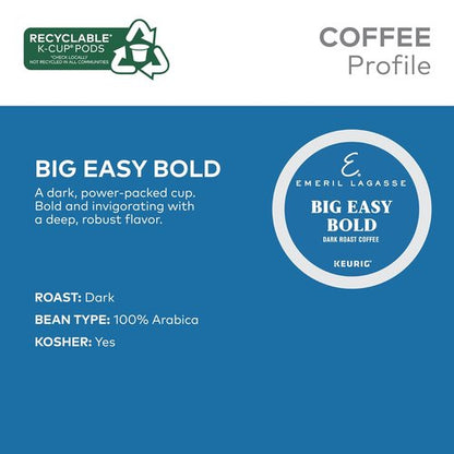 Emeril Big Easy Bold K-Cup Pods - Dark Roast Coffee, 96 Count for Rich Flavor and Convenience