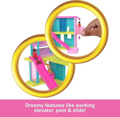 Barbie Mini Dreamhouse Dollhouse Set - Includes 1.5-Inch Doll, Furniture, Elevator & Pool
