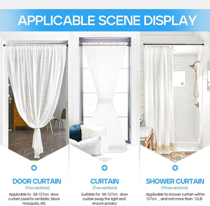 Skiennix Tension Curtain Rod - Adjustable 28-48 Inch Non-Slip Design for Windows & Closets