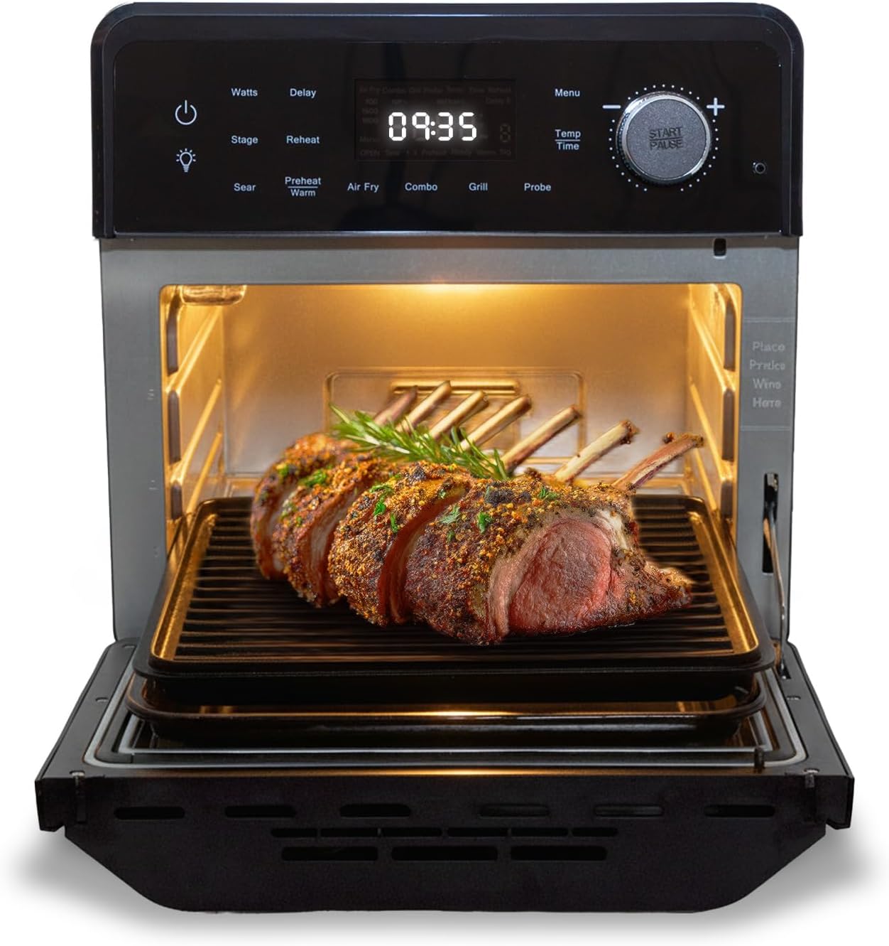 Nuwave Plug-In Grill Air Fryer Oven Combo - Even Heat & True Char Flavor | 150 Presets, Smart Probe, Stainless Steel
