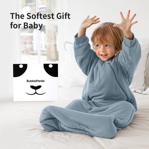 BubblePanda Rayon Made from Bamboo Sleep Sack 12-18 Months Long Sleeve Sleep Sack 1.5 Tog Supersoft Winter Baby Wearable Blanket with 2-Way Zipper Unisex Sleeping Bag for Babies Toddler