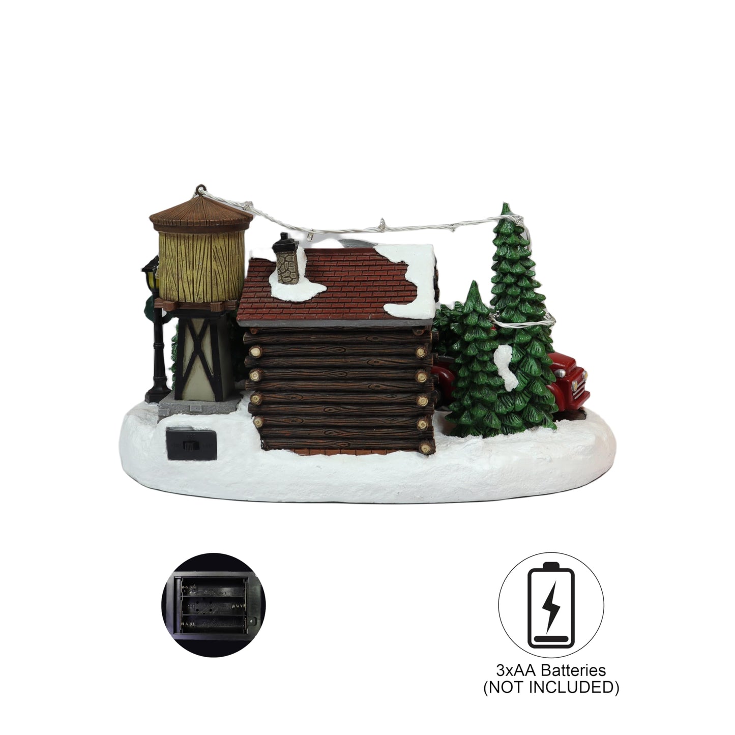 MOMENTS IN TIME Christmas Village Building, 6.7”H Polyresin Christmas Tree Lot with LED Lightup & Music - Battery Operated (not Included)