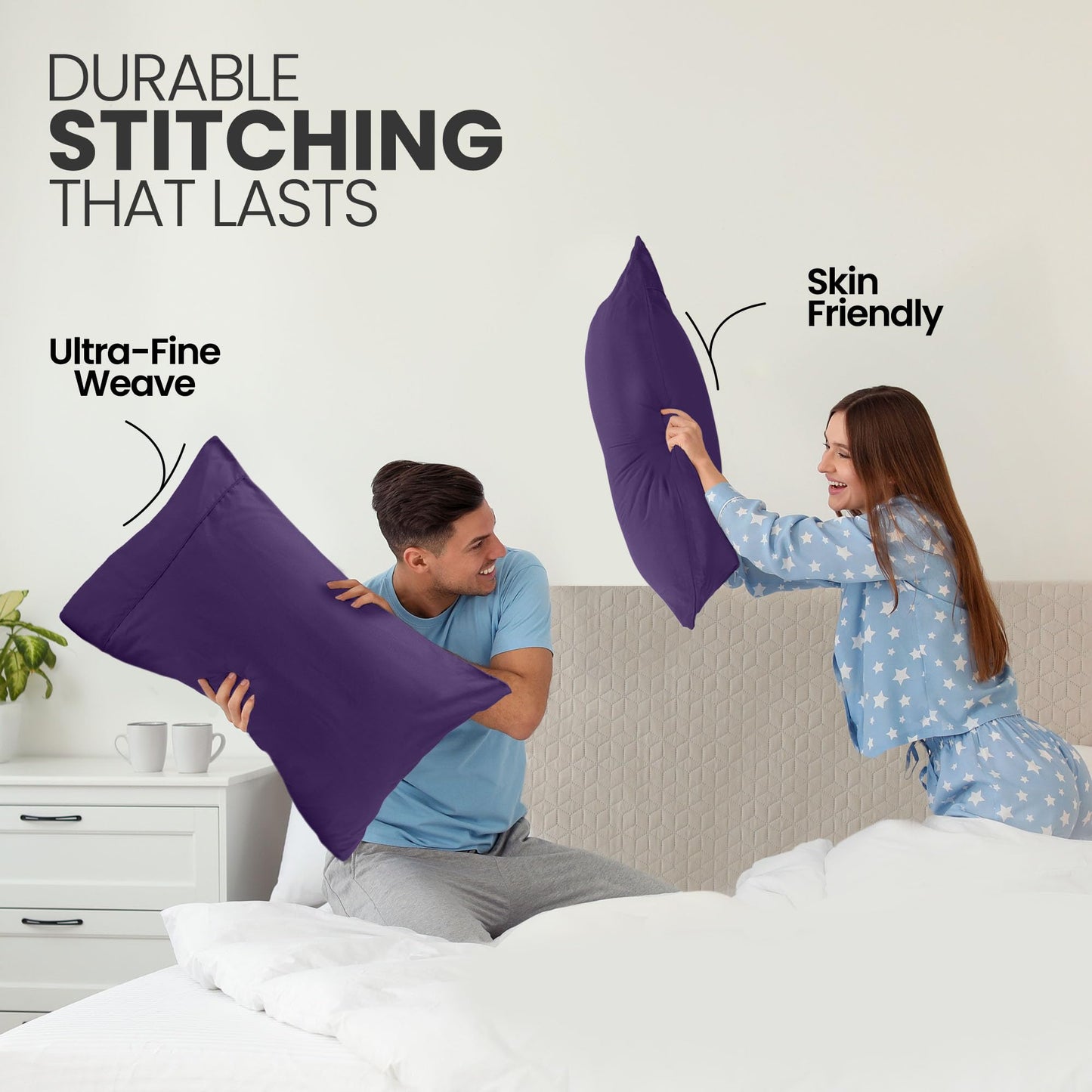 Utopia Bedding Queen Pillow Cases - 2 Pack - Envelope Closure - Soft Brushed Microfiber Fabric - Shrinkage and Fade Resistant Pillow Covers Queen Size 20 X 30 Inches (Queen, Egg Plant)