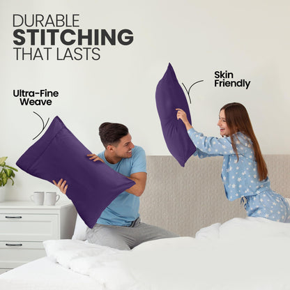 Utopia Bedding Queen Pillow Cases - 2 Pack - Envelope Closure - Soft Brushed Microfiber Fabric - Shrinkage and Fade Resistant Pillow Covers Queen Size 20 X 30 Inches (Queen, Egg Plant)