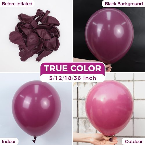 Bezente Dark Purple Latex Party Balloons - 100 Pack 12 inch Round Helium Dark Magenta Dusty Plum Royal Purple Boho Neutral Balloons for Butterfly Birthday Wedding Anniversary Party Decorations