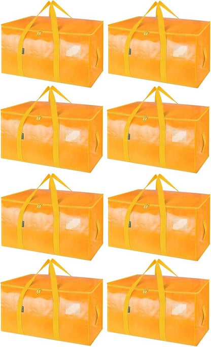 BALEINE Oversized Moving Bags - Heavy-Duty Storage Totes with Reinforced Handles | Light Yellow, 8-Pack