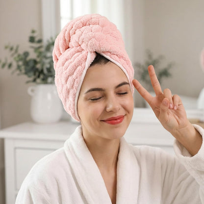 REDKISS 3 Pack Microfiber Hair Towels - Extra Large Hair Towel Wrap for Women, 24x42 inch Hair Towels with Elastic Strap, Super Soft Hair Drying Towels for Long, Thick, Curly Anti Frizz Turbans