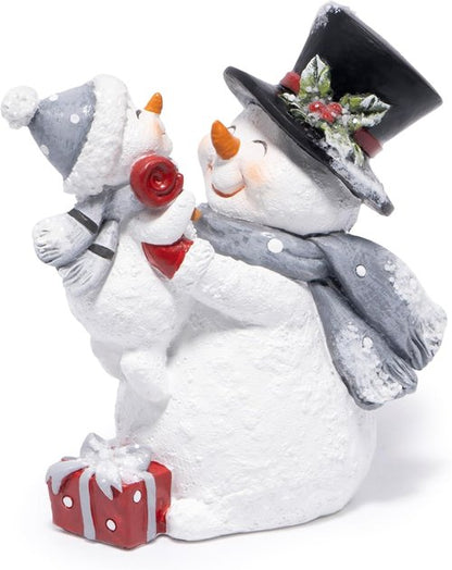Hodao Christmas Snowman Figurine - Joyful Red Scarf Decoration for Cozy Home Decor | Grey