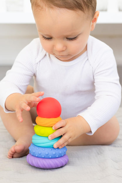 Ubbi Baby Teether Totter, Multi-Textured Food-Grade Silicone Teething Toy, 6 Piece Set, Early Development Toy