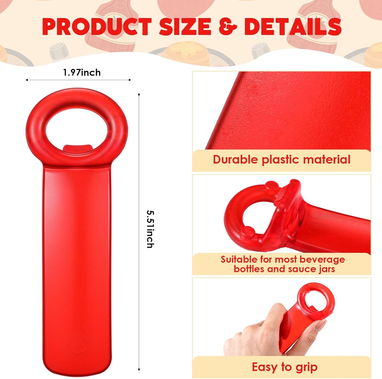 Skiennix Jar Lid Opener Set - 4 Easy Grip Tools for Seniors & Arthritis Relief | Kitchen Accessories