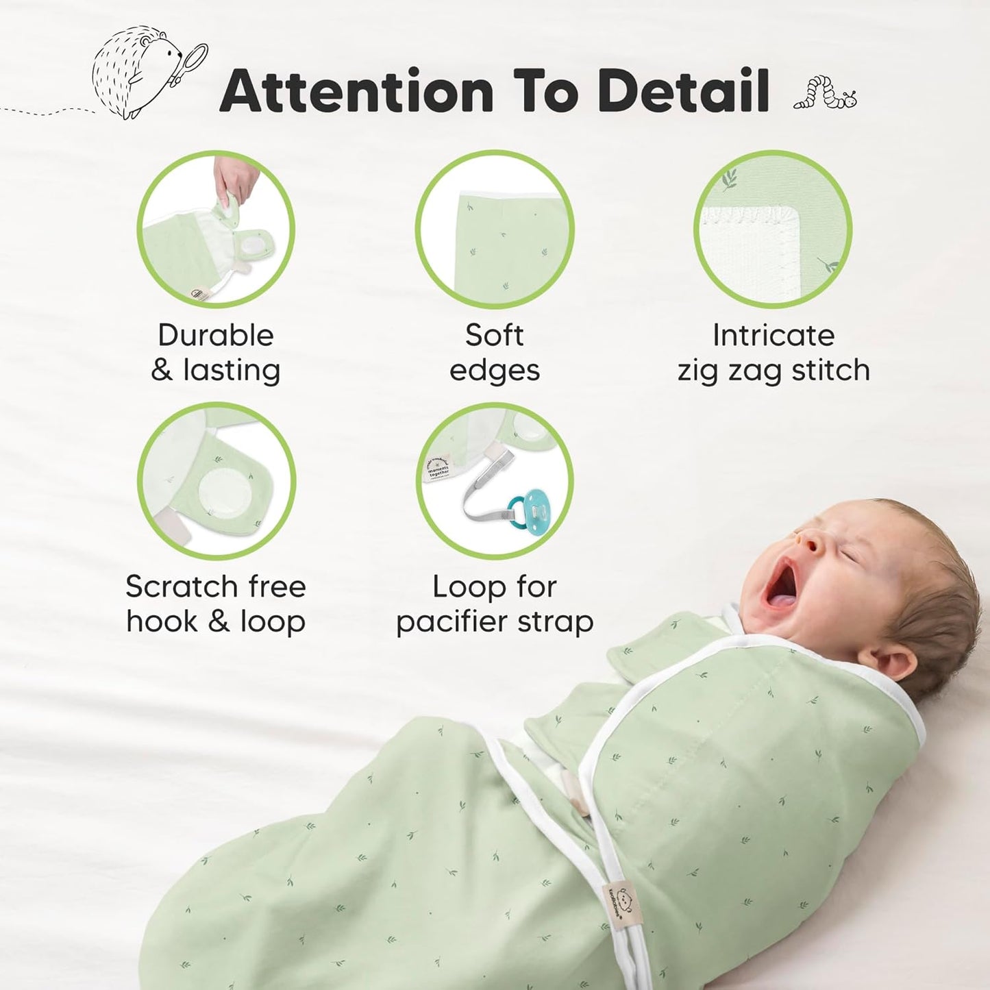 Skiennix Organic Baby Swaddle Sleep Sacks - Soft & Snug for Newborns 3-6 Months | 3-Pack (Bunnies, L)
