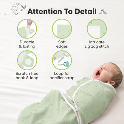 Skiennix Organic Baby Swaddle Sleep Sacks - Soft & Snug for Newborns 3-6 Months | 3-Pack (Bunnies, L)