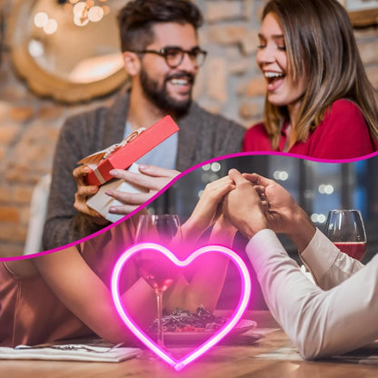 Skiennix Pink Heart Neon Sign - USB & Battery Operated LED Lights for Valentine's Day Decor | Perfect Gift for Wife & Girls’ Room