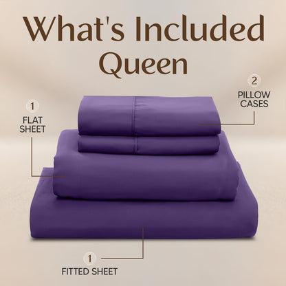 Utopia Bedding Queen Size Sheet Set – 4 Piece Bed Sheets, Soft and Breathable Microfiber, Includes 1 Fitted Sheet, 1 Flat Sheet and 2 Pillowcases – Oeko Tex (Eggplant)