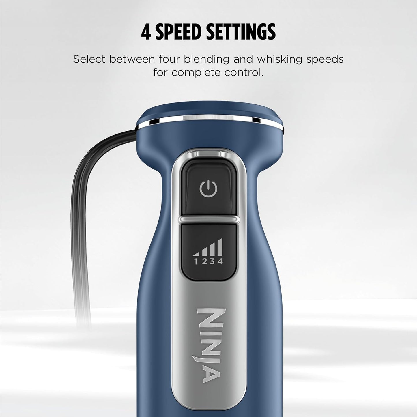 Ninja Immersion Blender - 4-Speed Hand Stick Blender with SplatterShield & PanProtect | Deep Navy, 4-Cup Vessel
