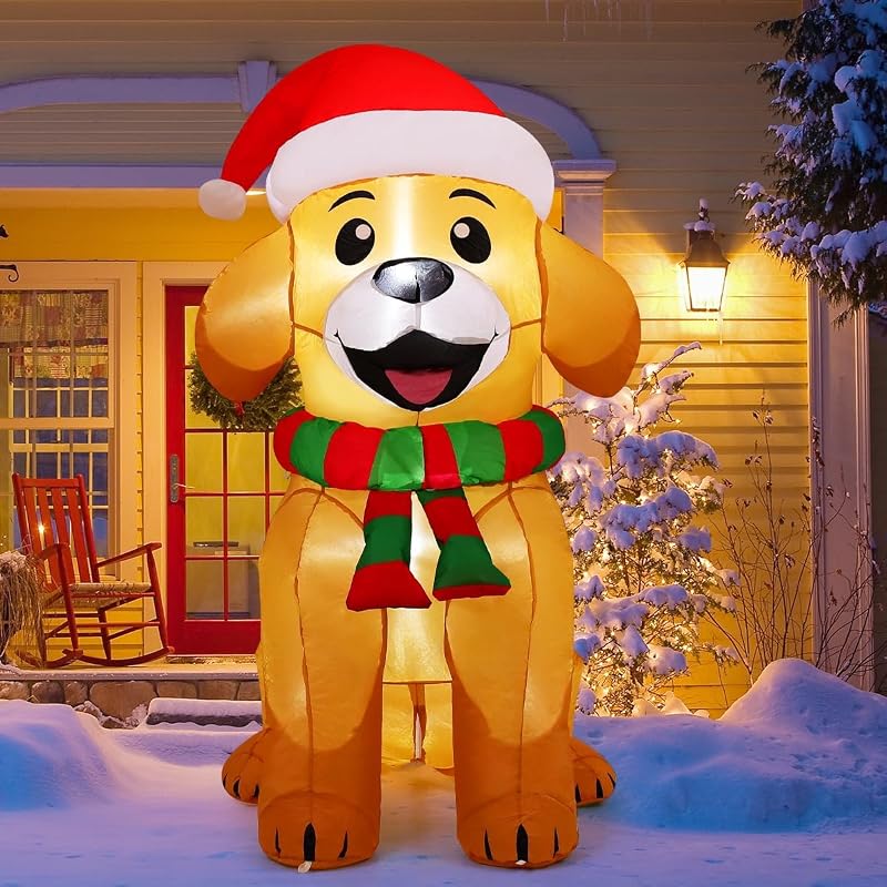 5 ft Outdoor Christmas Inflatable Dog Decor with LED Lights