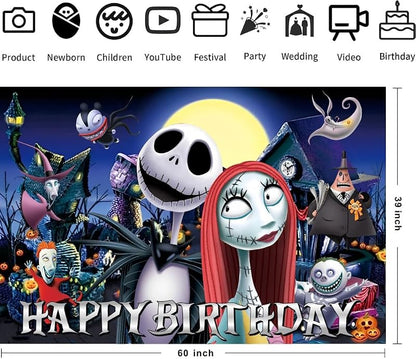 Nightmare Before Christmas Wall Decor for Kids Birthday Party - 5x3ft Backdrop