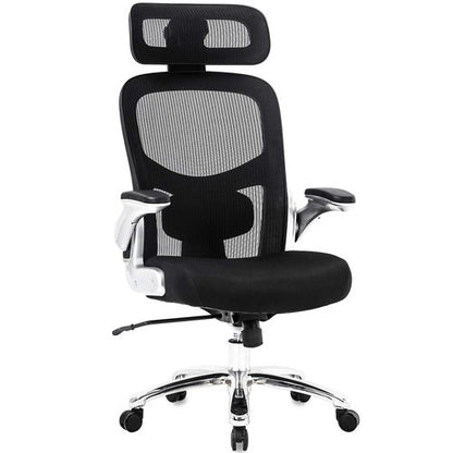 Big and Tall Office Chair 500lbs Wide Seat Executive Desk Chair with Lumbar Support Flip UP Arms Headrest High Back Computer Chair Ergonomic Mesh Chair for Heavy People, Black