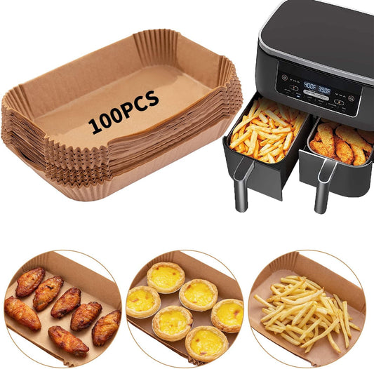 Ninja Air Fryer Disposable Paper Liners - 100PCS Food Grade Parchment Baking Paper (9 x 6, Natural)