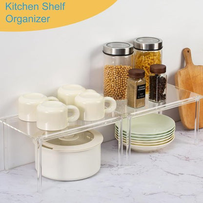 HENABLE Acrylic Cabinet Organizer - Clear Spice Rack for Kitchen & Bathroom | Versatile Countertop Storage